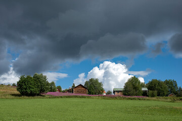 storm clouds over the barn, &aring;re, j&auml;mtland, sverige