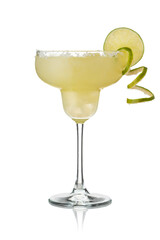 Lime margarita cocktail isolated on white background