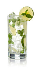 Mojito cocktail isolated on white background