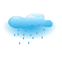 Blue cloud with rain. Cloud with raindrops. Vector illustration