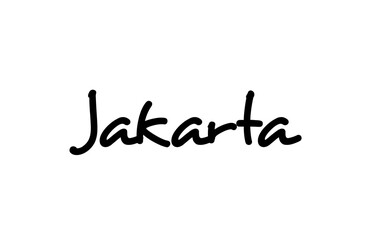 Fototapeta na wymiar Jakarta city handwritten word text hand lettering. Calligraphy text. Typography in black color