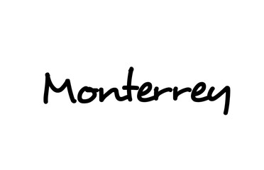 Monterrey city handwritten word text hand lettering. Calligraphy text. Typography in black color