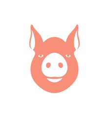 Pig head logo. Isolated pig head on white background