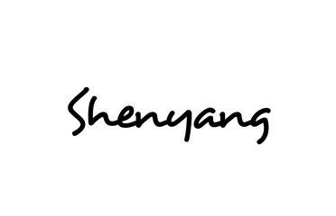Shenyang city handwritten word text hand lettering. Calligraphy text. Typography in black color