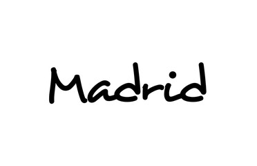Madrid city handwritten word text hand lettering. Calligraphy text. Typography in black color