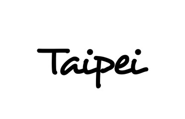 Taipei city handwritten word text hand lettering. Calligraphy text. Typography in black color