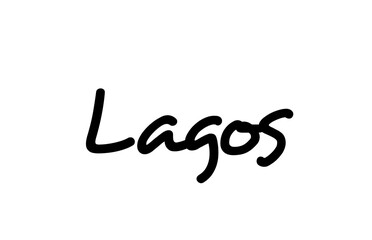 Lagos city handwritten word text hand lettering. Calligraphy text. Typography in black color