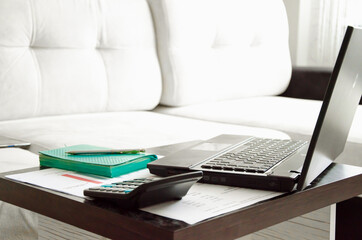  working at home on the computer. online work. online learning