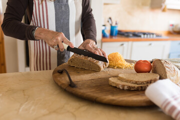 Woman making sandwiches