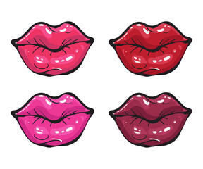 Fashion lips set. Vivid colors.