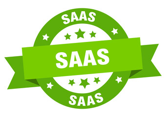 saas round ribbon isolated label. saas sign