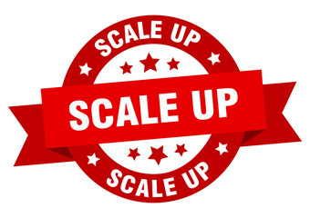 scale up round ribbon isolated label. scale up sign