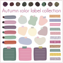 秋色の手描きラベルコレクション　ベクター画像