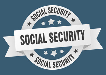 social security round ribbon isolated label. social security sign