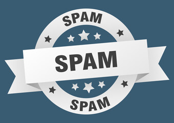 spam round ribbon isolated label. spam sign