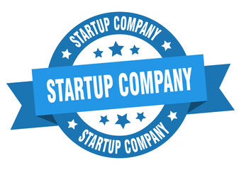 startup company round ribbon isolated label. startup company sign