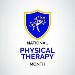 Every October we celebrate National Physical Therapy Month, an annual opportunity to raise awareness about the benefits of physical therapy. Vector illustration.