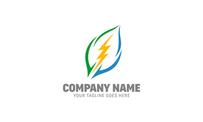 Natural Energy Logo - Green Power - Bio Lightning Leaf Vector