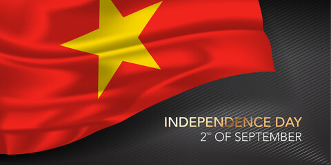Vietnam happy independence day greeting card, banner with template text vector illustration