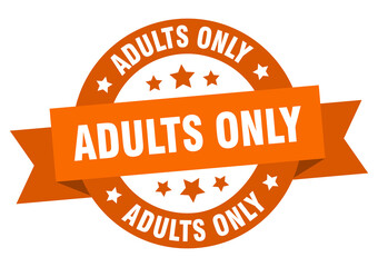 adults only round ribbon isolated label. adults only sign