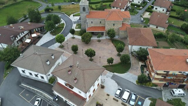 Leaburu, village in Tolosa. Basque Country,Spain. Aerial Drone Footage