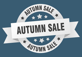 autumn sale round ribbon isolated label. autumn sale sign