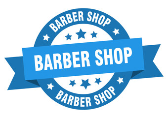 barber shop round ribbon isolated label. barber shop sign