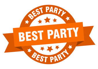 best party round ribbon isolated label. best party sign