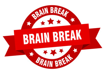 brain break round ribbon isolated label. brain break sign