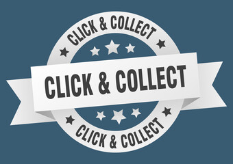 Obraz premium click & collect round ribbon isolated label. click & collect sign