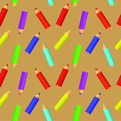 pattern, multi-colored pencils on brown the background