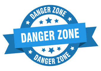 Obraz premium danger zone round ribbon isolated label. danger zone sign