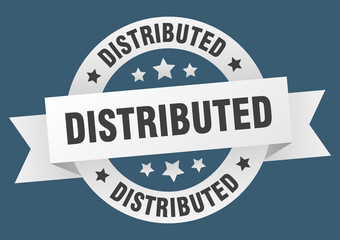 distributed round ribbon isolated label. distributed sign