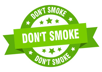 don't smoke round ribbon isolated label. don't smoke sign