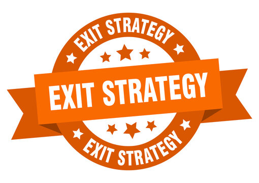 exit strategy round ribbon isolated label. exit strategy sign