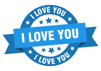 Fototapeta premium i love you round ribbon isolated label. i love you sign