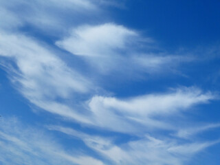 The blue sky with white clouds background and texture