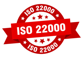 iso 22000 round ribbon isolated label. iso 22000 sign