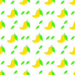 Seamless pattern with mango. Vector texture illustration.