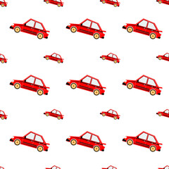 Car vector seamless pattern. Automobile toy background, vector illustration.