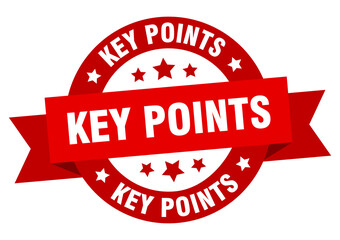 key points round ribbon isolated label. key points sign