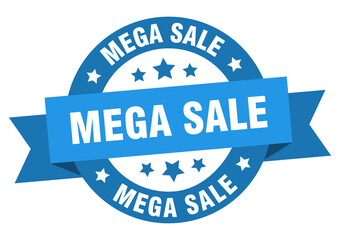 mega sale round ribbon isolated label. mega sale sign