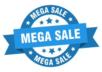 Fototapeta premium mega sale round ribbon isolated label. mega sale sign