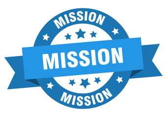 mission round ribbon isolated label. mission sign