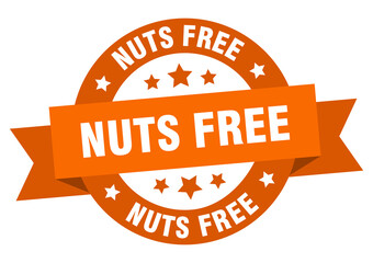 nuts free round ribbon isolated label. nuts free sign