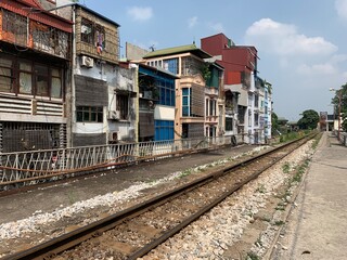 Fototapeta na wymiar Voie ferrée à Hanoï, Vietnam