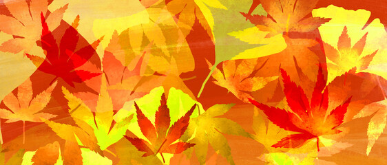 Naklejka na ściany i meble 紅葉のある秋のイメージの背景イラスト