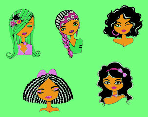 vector illustration beauty face set