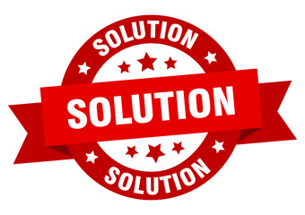 solution round ribbon isolated label. solution sign