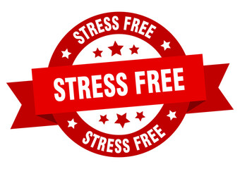stress free round ribbon isolated label. stress free sign
